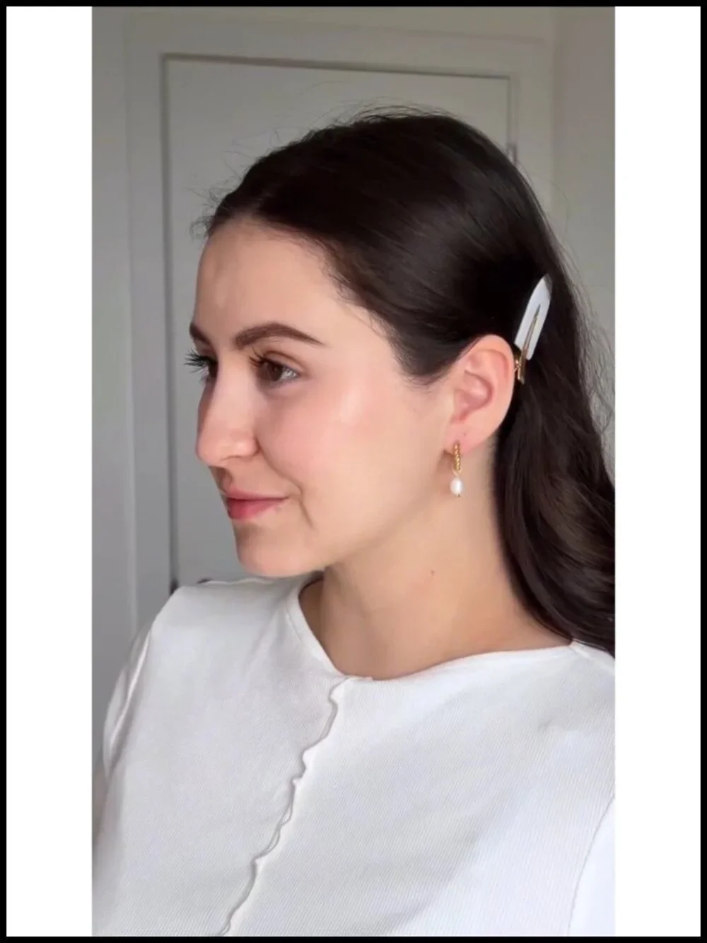 Dainty Pearl Drop Earrings for Women Gold Huggie Hoop Dangle Earrings Stainless